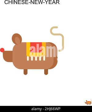 Icona vettoriale semplice cinese-nuovo-anno. Modello di disegno del simbolo di illustrazione per l'elemento dell'interfaccia utente mobile Web. Illustrazione Vettoriale