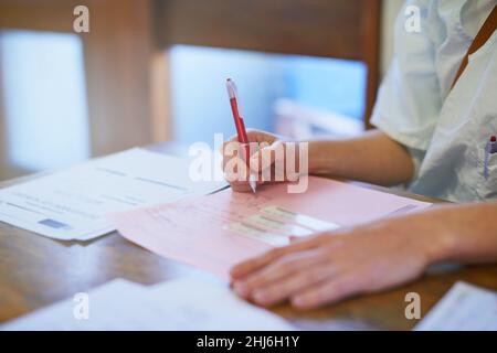 Mantenere aggiornati i dettagli dei pazienti Foto Stock