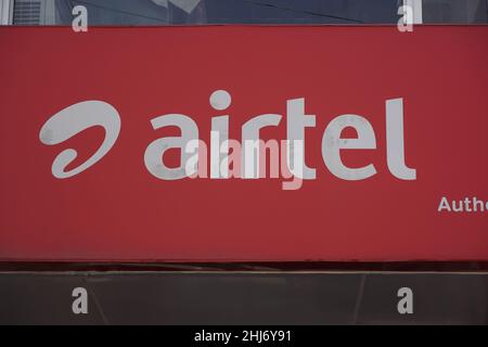 Bharti Airtel Shop Front. Negozio del distributore Airtel. Udaipur India - 2020 maggio KUH Foto Stock