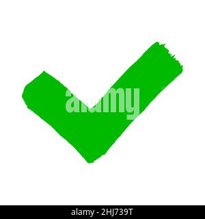 Tick v grunge sporco disegno a mano con tratti di pennello illustrazione vettoriale isolato su sfondo bianco. Illustrazione Vettoriale