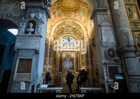 Roma. Italia. Basilica di Santa Maria del Popolo. La Cappella Cerasi (la Cappella Cerasi). Foto Stock