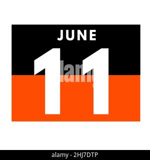 Giugno 11 . Calendario piatto giornaliero icona .data ,giorno, mese .calendario per il mese di giugno Foto Stock