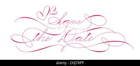 Salva la data calligrafia moderna isolato su bianco Illustrazione Vettoriale