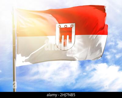 Flagpole con bandiera di Vorarlberg. Foto Stock