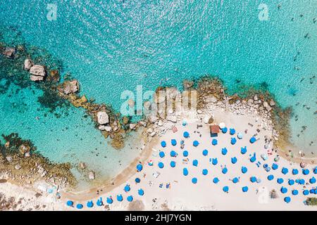 Vista panoramica della spiaggia di Konnos Bay. Distretto di Famagosta, Cipro Foto Stock