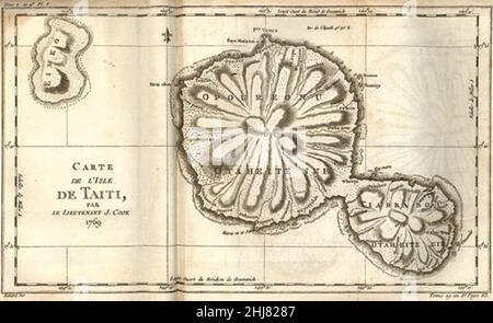 Tahiti mappa del 18th secolo. Foto Stock