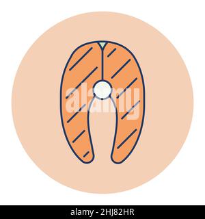 Salmone carne vettore piatto icona. Insegna barbecue e barbecue. Simbolo grafico per la progettazione di siti Web e applicazioni, logo, app, UI Illustrazione Vettoriale