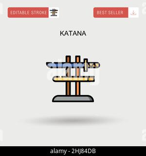 Katana semplice vettore icona. Illustrazione Vettoriale