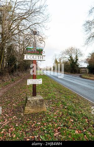 Louth in Lincolnshire, UK., Louth cartello di benvenuto welcom, gemellato con cartello, Louth UK, UK, England, Lincolnshire, Louth Lincolnshire, segno,benvenuto, Foto Stock