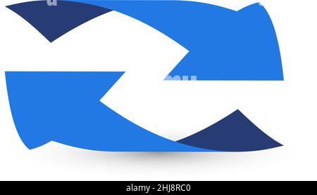 Frecce curve. Coppia di 3D simboli di movimento blu Illustrazione Vettoriale