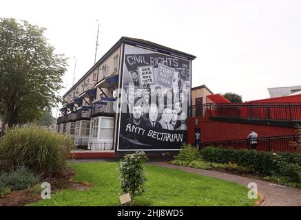 Il Bogside e l'area nazionalista di Derry City nell'Irlanda del Nord. Foto Stock