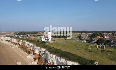 Vecchio faro Hunstanton vista aerea drone Foto Stock