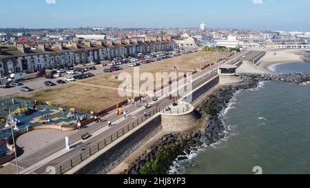 Vista aerea del drone della spiaggia di Lowestoft Foto Stock