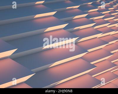 Sfondo digitale astratto, struttura architettonica parametrica con illuminazione colorata. 3d illustrazione del rendering Foto Stock