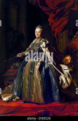 Caterina la Grande. Ritratto di Caterina II di Russia (1729-1796) di Alexander Roslin (1718-1793), olio su tela, c.. 1776/7