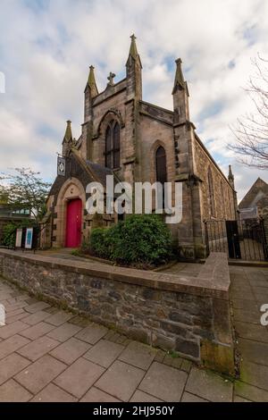 Church on the High Street in Peebles, Scottish Borders, Scotland, UK Foto Stock