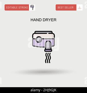 Icona vettoriale semplice dell'essiccatore a mano. Illustrazione Vettoriale