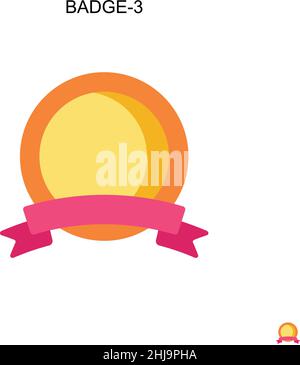 Badge-3 icona vettore semplice. Modello di disegno del simbolo di illustrazione per l'elemento dell'interfaccia utente mobile Web. Illustrazione Vettoriale