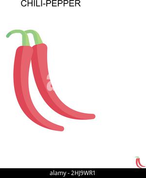 Chili-pepper semplice icona vettoriale. Modello di disegno del simbolo di illustrazione per l'elemento dell'interfaccia utente mobile Web. Illustrazione Vettoriale