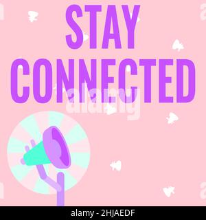 La presentazione di didascalie di testo rimane connessa. Parola per rimanere avere rapporto commerciale sociale professionale istruttore di scuola disegno puntino Foto Stock