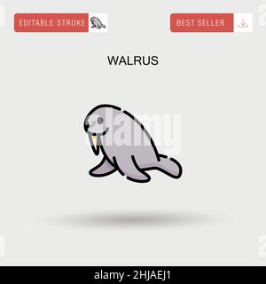 Icona vettore semplice di Walrus. Illustrazione Vettoriale