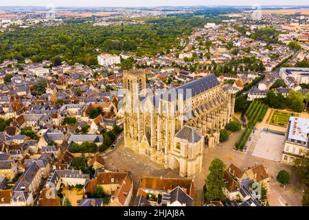 Vista dal drone della città francese Bourges Foto Stock