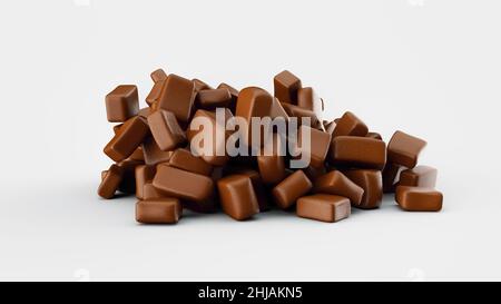 3D illustrazione di un mucchio di cioccolatini isolato su sfondo bianco Foto Stock