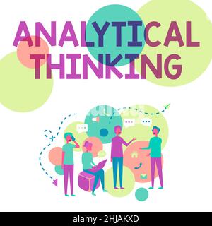Didascalia concettuale pensiero analitico. Panoramica aziendale componente della ponderazione visiva per risolvere rapidamente i problemi quattro colleghi illustrazione che hanno Foto Stock