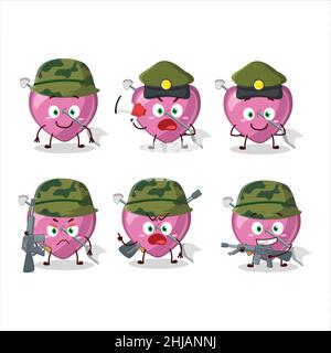 Un affascinante soldato rosa Cupido amore freccia cartone immagine portare una macchina pistola. Illustrazione vettoriale Illustrazione Vettoriale