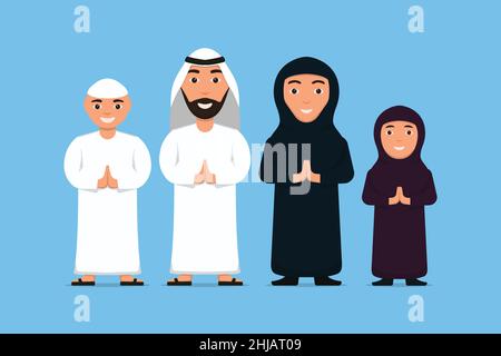 Un set di caratteri arabici con un aspetto islamico, disegno vettoriale Illustrazione Vettoriale