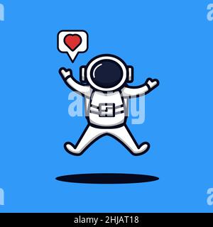 Illustrazione vettoriale di amore astronauta .illustrazione di disegno piatta Illustrazione Vettoriale