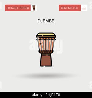 Djembe semplice icona vettoriale. Illustrazione Vettoriale