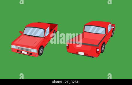 3d rosso veicolo raccoglitore auto vista posteriore lato anteriore lato posteriore illustrazione vettore di trasporto eps10 Illustrazione Vettoriale