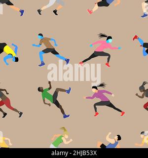 modello senza cuciture del runner. maschio femmina gruppo che è amore per correre. illustrazione vettoriale eps10 Illustrazione Vettoriale