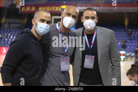 Barcellona, Spagna. 27th Jan 2022. Tony Parker durante la partita di basket Eurolega della Turkish Airlines tra il FC Barcelona e LDLC ASVEL il 27 gennaio 2022 al Palau Blaugrana di Barcellona, Spagna. Photo by Laurent Lairys/ABACAPRESS.COM Credit: Abaca Press/Alamy Live News Foto Stock