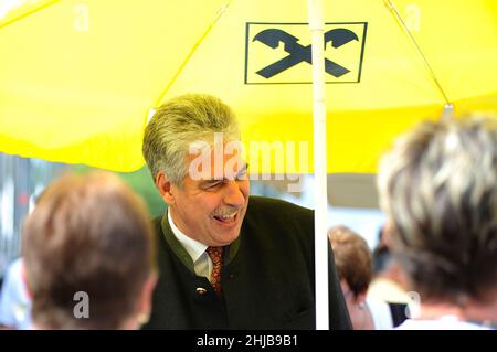 Vienna, Austria. Settembre 07, 2014. Harvest Festival 2014 a Vienna in Piazza degli Eroi. Hans Jörg Schelling, ministro delle Finanze dal 2014-2017 Foto Stock