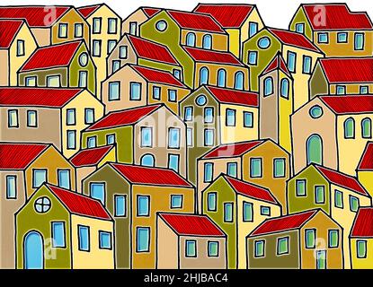 Città immaginaria ispirata alla vecchia città toscane - Io sono il proprietario del copyright di graffiti immagini utilizzate in questa immagine. Foto Stock