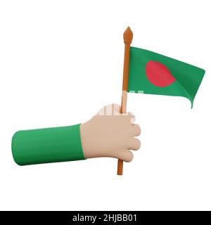 3d rendere mano con il concetto nazionale del bangladesh giorno Foto Stock