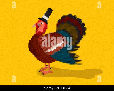 Pixel ART giorno del Ringraziamento turchia, illustrazione vettoriale Illustrazione Vettoriale