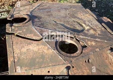 La torretta pensava provenire da una cisterna A13 MK III Covenanter Cruiser che era usata come obiettivo di gamma. Bovington Tank Museum, Dorset, Regno Unito Foto Stock