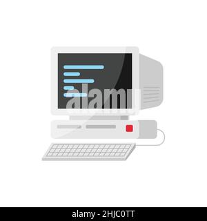Personal computer in stile piatto. Illustrazione vettoriale del pc desktop su sfondo isolato. Monitor display segno concetto business. Illustrazione Vettoriale