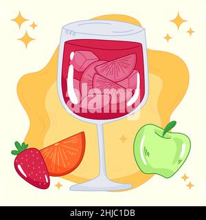 Illustrazione di sangria rinfrescante disegnata a mano illustrazione di vettore. Illustrazione Vettoriale