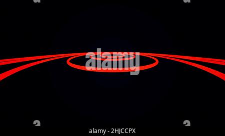 Caotiche linee di colore astratte isolate su sfondo nero. Animazione loop. Linee rosse. Foto Stock