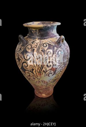Ceramica in stile Palazzo Miceneo - vaso piriforme con design floreale, forse papiro, con ondulazioni d'acqua. Tomba di Kazarma tholos, 1500-1450 a.C. . Foto Stock