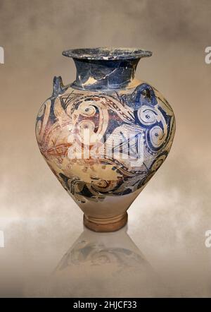 Ceramica in stile Palazzo Micenaean - vaso Piriforme con disegno marino probabilmente di stile polpo ripetitivo. Tomba di Kazarma tholos, 1500-1450 a.C. ND Foto Stock
