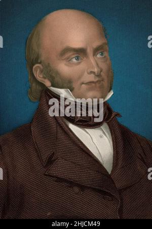 John Quincy Adams (1767 - 1848) è stato il sesto presidente americano (1825-29). Fu anche diplomatico e servì sia al Senato che alla Camera dei rappresentanti. Incisione in acciaio di T.W. Hunt dopo ritratto di Savinien E. Dubourjal, circa 1850. Colorato. Foto Stock
