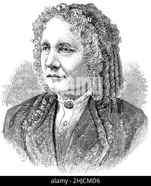 Harriet Beecher Stowe 1(811-1896), abolizionista americano e autore dello zio Tom's Cabin (1852). Illustrazione dal 1885 di James Parton. Foto Stock