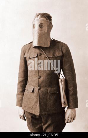 Maschera italiana a gas della prima guerra mondiale, 1918. Foto Stock