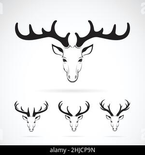 Gruppo vettoriale di disegno della testa del cervo su sfondo bianco. Animali selvatici. Illustrazione vettoriale a livelli facilmente modificabile. Illustrazione Vettoriale