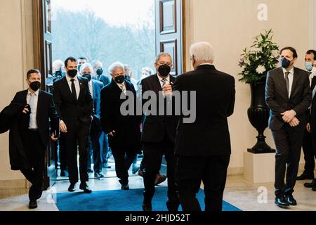 Berlino, Germania. 27th Jan 2022. Memoria ufficiale dell'Olocausto in Germania. (Foto di Ralph Pache/PRESSCOV/Sipa USA) Credit: Sipa USA/Alamy Live News Foto Stock